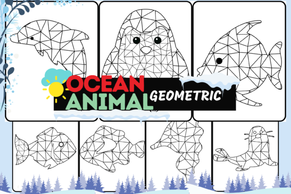 Geometric Ocean Animals Coloring