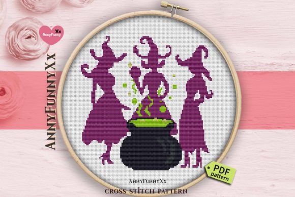 Halloween Cross Stitch Pattern PDF Witch