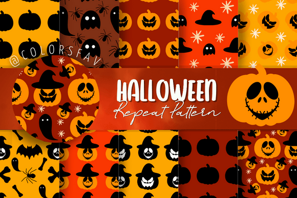 Halloween Pattern Orange Red Seamless