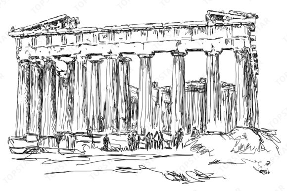 Parthenon Line Art for Creative Projects