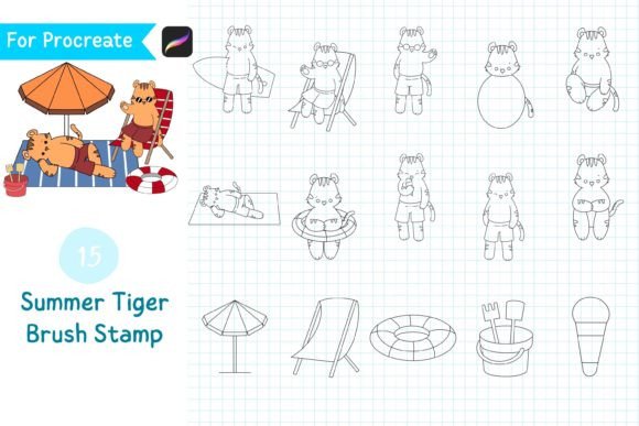 Procreate Brush Stamp Summer Tiger: A Creative Tool for Summer Design