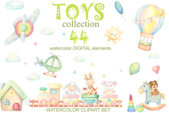 Watercolor Animals and Toys Clipart: A Versatile Resource for Creative Projects